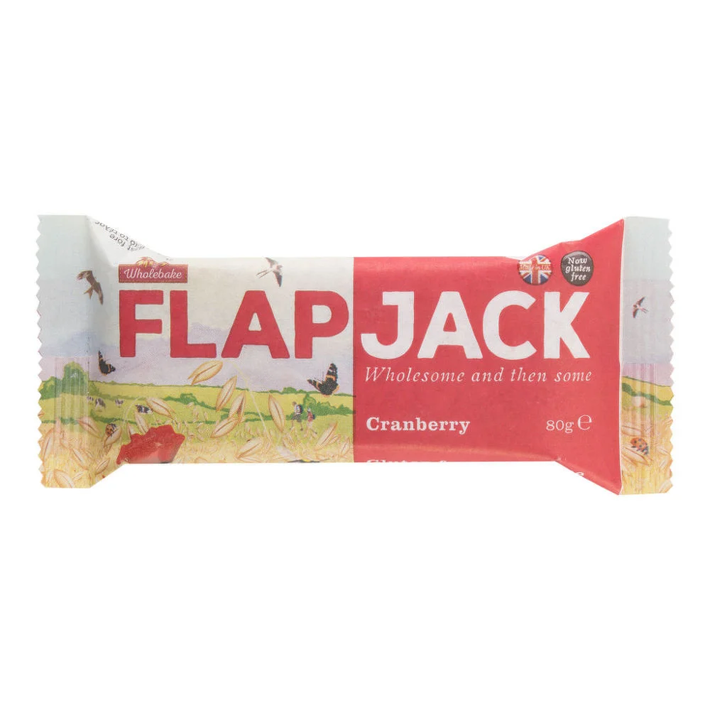 Flapjack ovesný brusinka bezlepkový 80 g   WHOLEBAKE