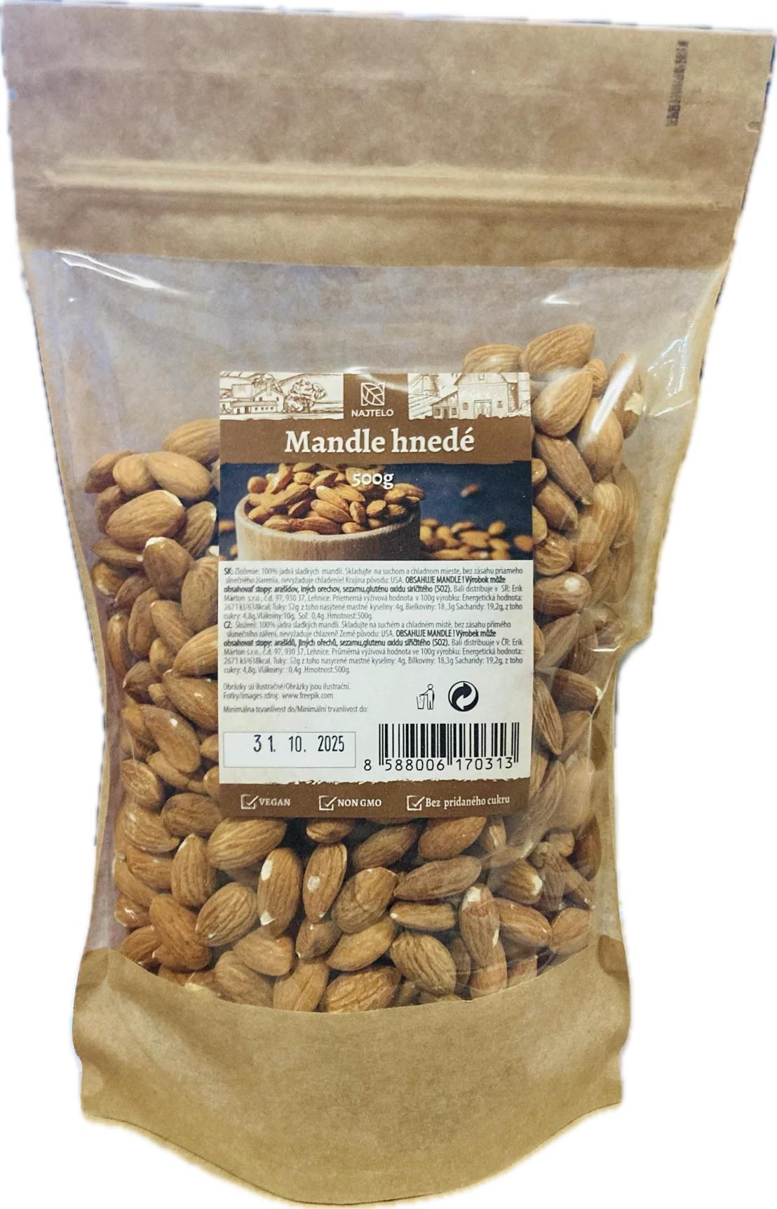 Najtelo Mandle hnědé natural 500 g