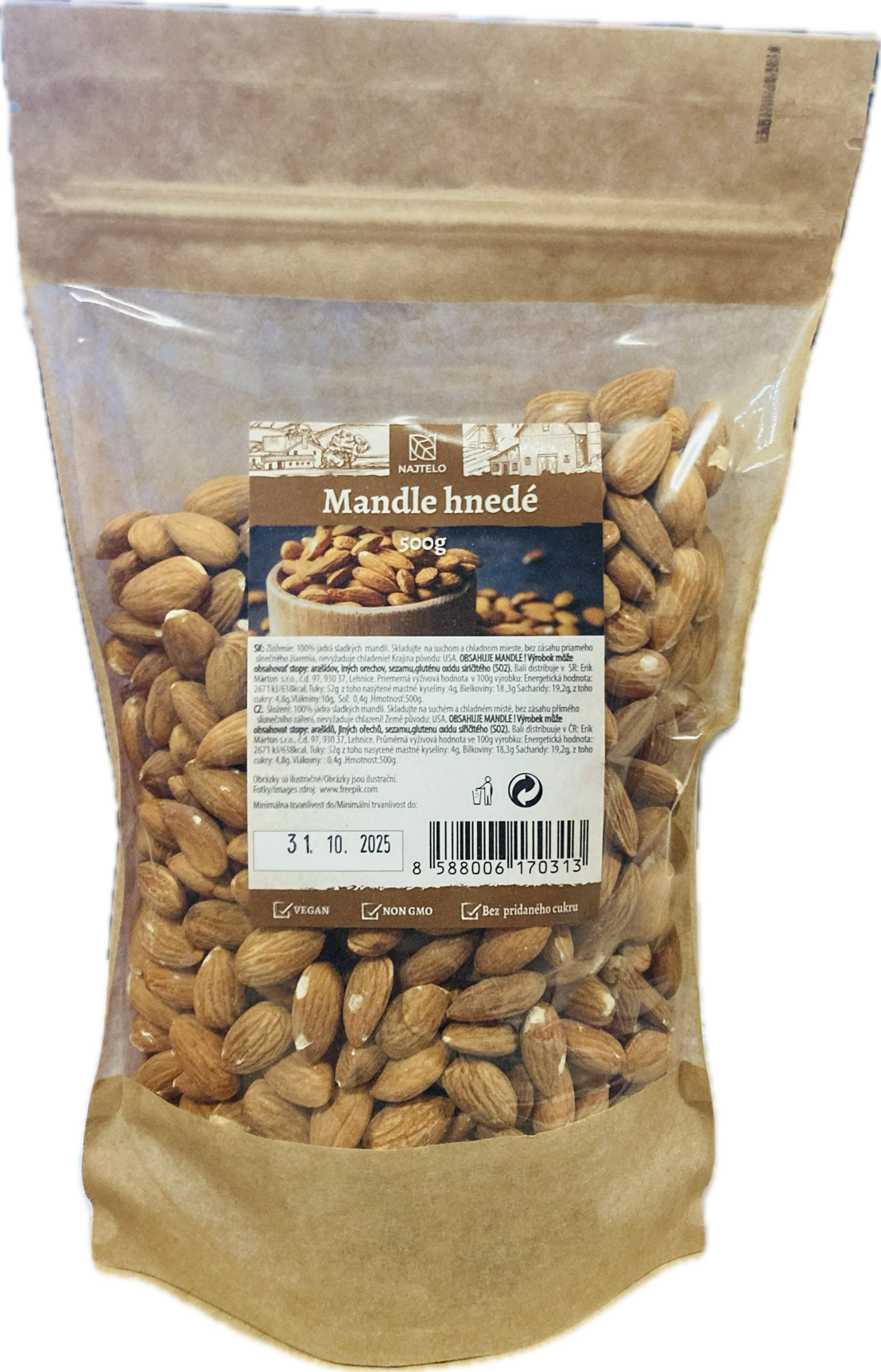 Najtelo Mandle hnědé natural 500 g