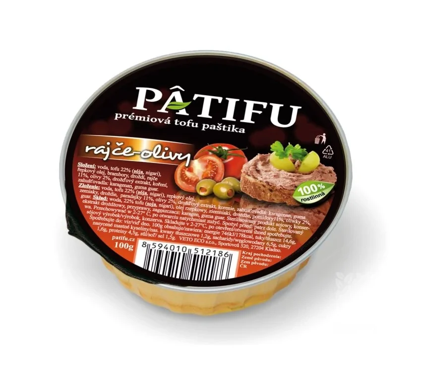 Paštika PATIFU rajčata a olivy 100 g   VETO ECO