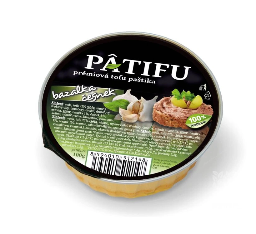 Paštika PATIFU bazalka a česnek 100 g   VETO ECO