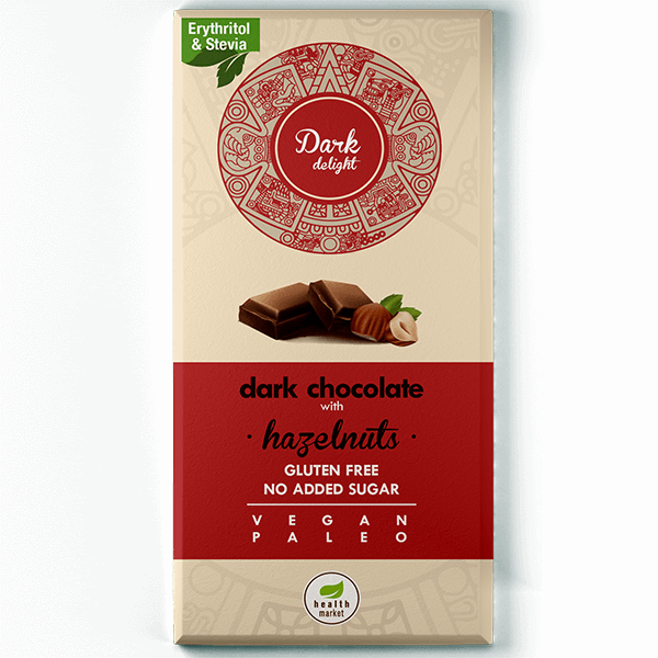 Health Market Dark Delight Hořká čokoláda s lískovými oříšky 80 g