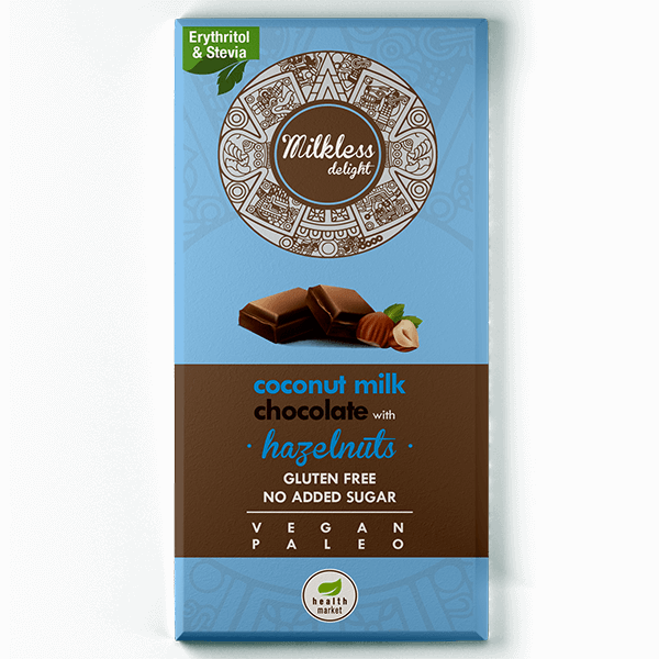 Health Market Milkless Delight Čokoláda s lískovými oříšky a se sladidly 80g