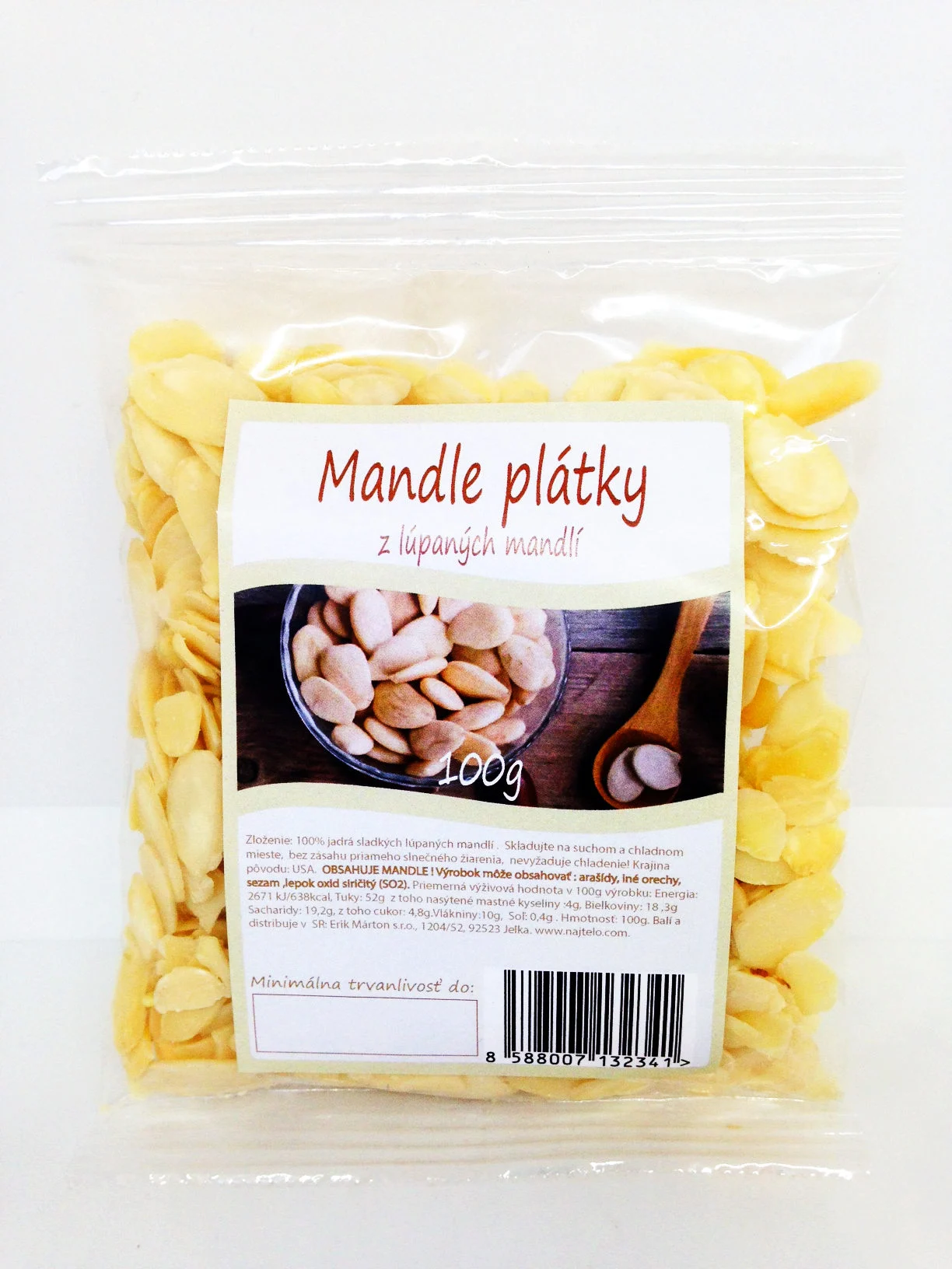 Mandle lupínky loupané bílé natural 100g