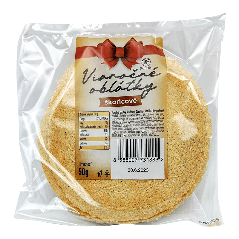 CIBI Vánoční oplatky bez lepku skořicové 50g
