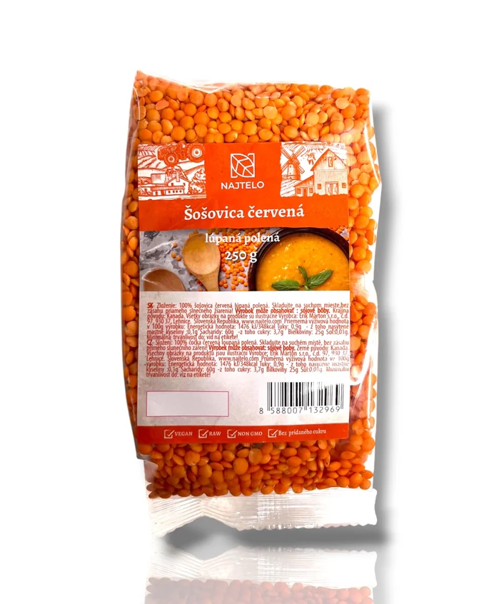 Najtelo Červená čočka loupaná poloviční 250g
