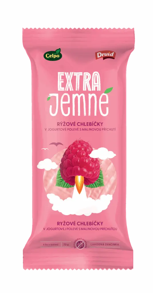Celpo Extra jemné rýžové chlebíčky s polevou s malinovou příchutí 70g