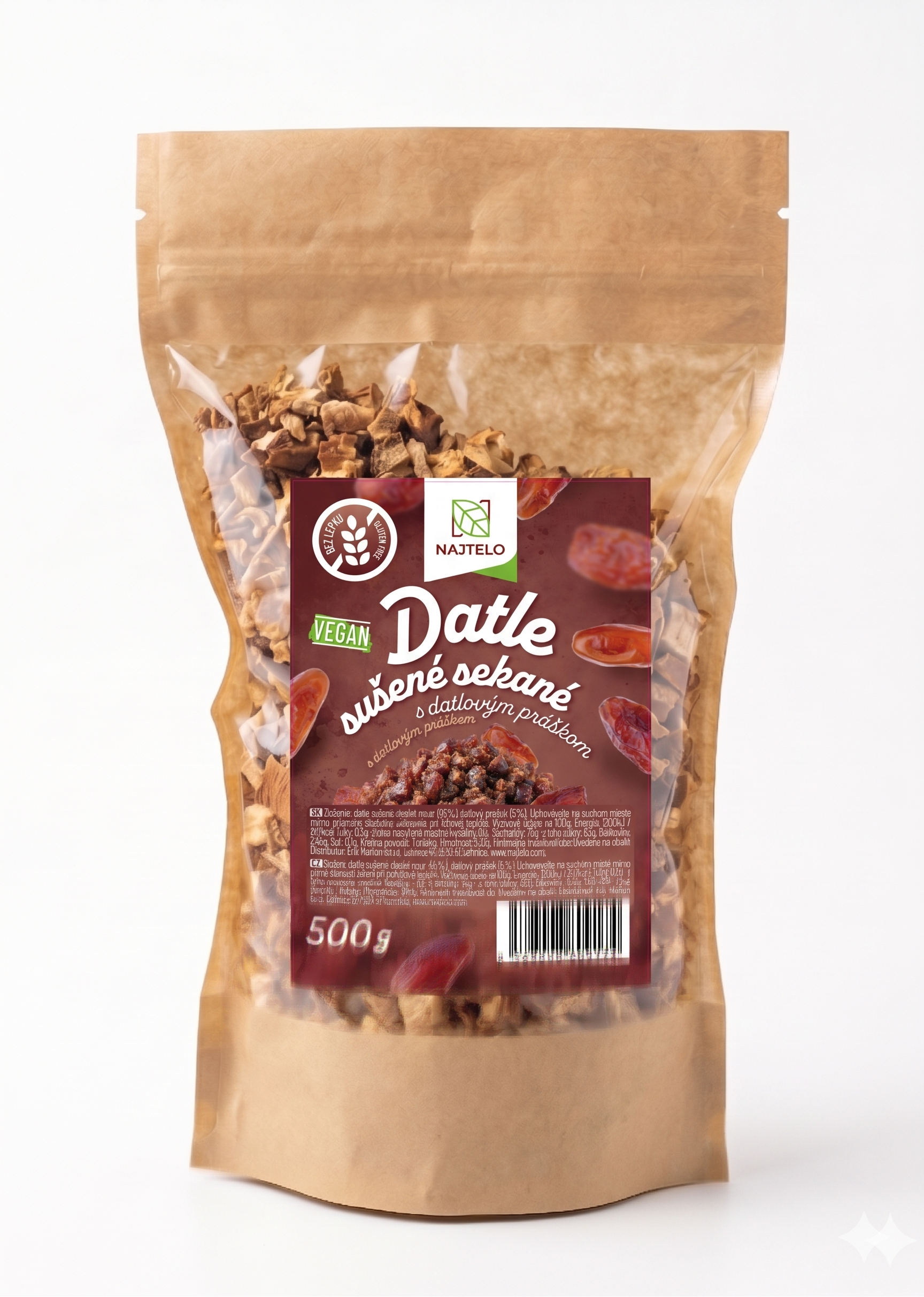 Najtelo Sušené datle nasekané s datlovým práškem 500g