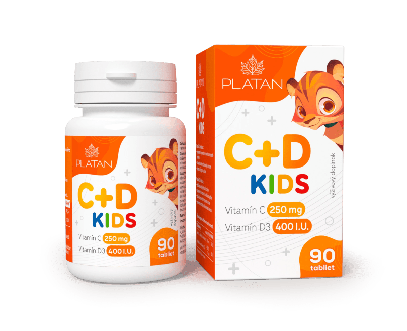 Platan Vitamin C + Vitamin D Kids 90 šumivých tablet