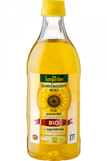 Bio slunečnicový olej Sungarden na smažení a fritování, panenský 1l (SVK)