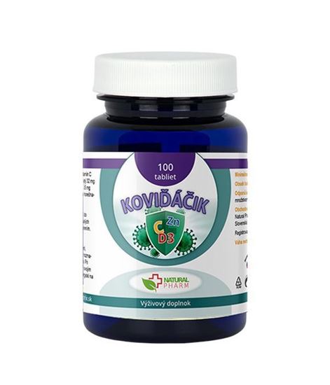Natural Pharm Koviďáčik Vitamin C, Zinek, D3 2000 I.U. 100 tablet