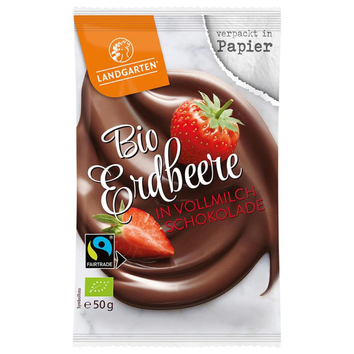 Landgarten Jahody v mléčné čokoládě BIO 50 g