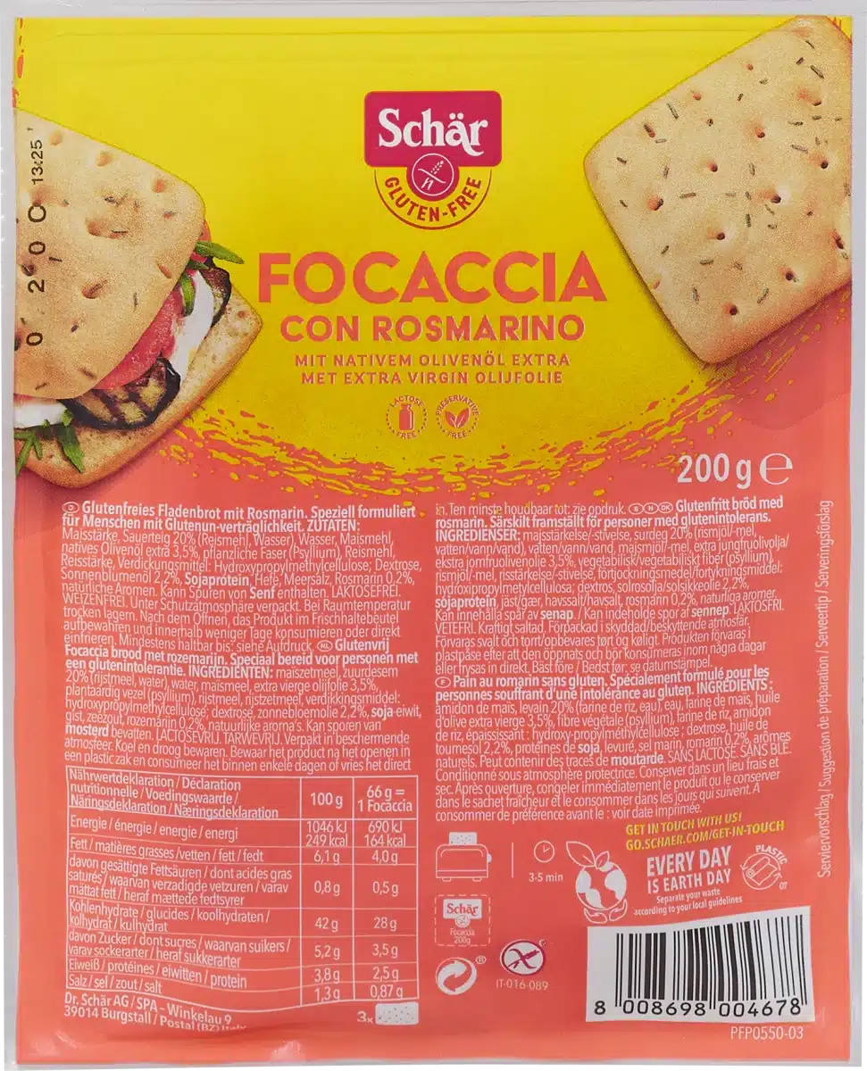 Schär pečivo focaccia s rozmarýnem bezlepkové 3x66g