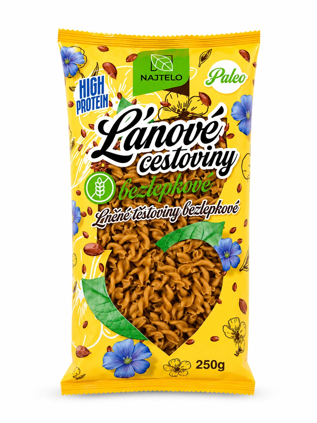Najtelo žluté lněné těstoviny vrtule 250g
