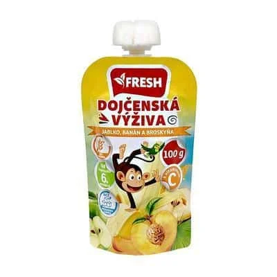 Fresh dětská výživa kapsička bez cukru Jablko banán broskev 100g