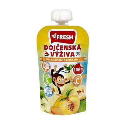 Fresh dětská výživa kapsička bez cukru Jablko banán broskev 100g