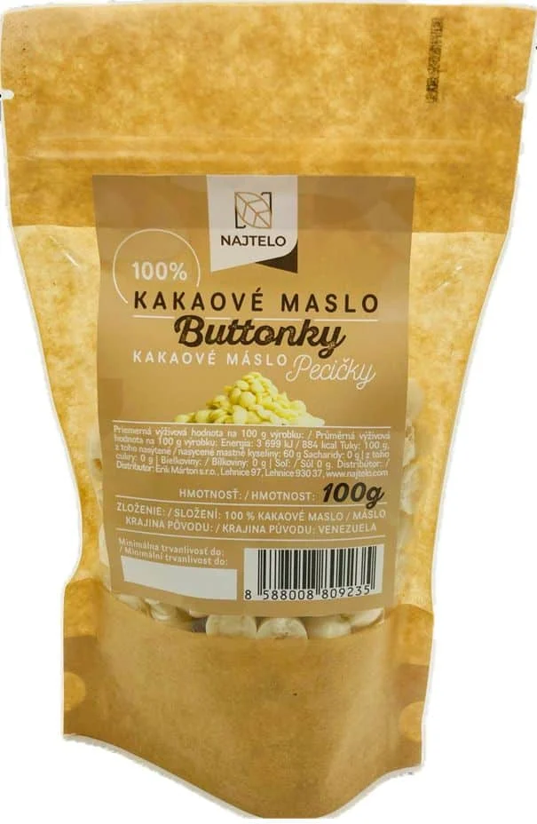 Najtelo kakaové máslo buttonky pecičky 100g