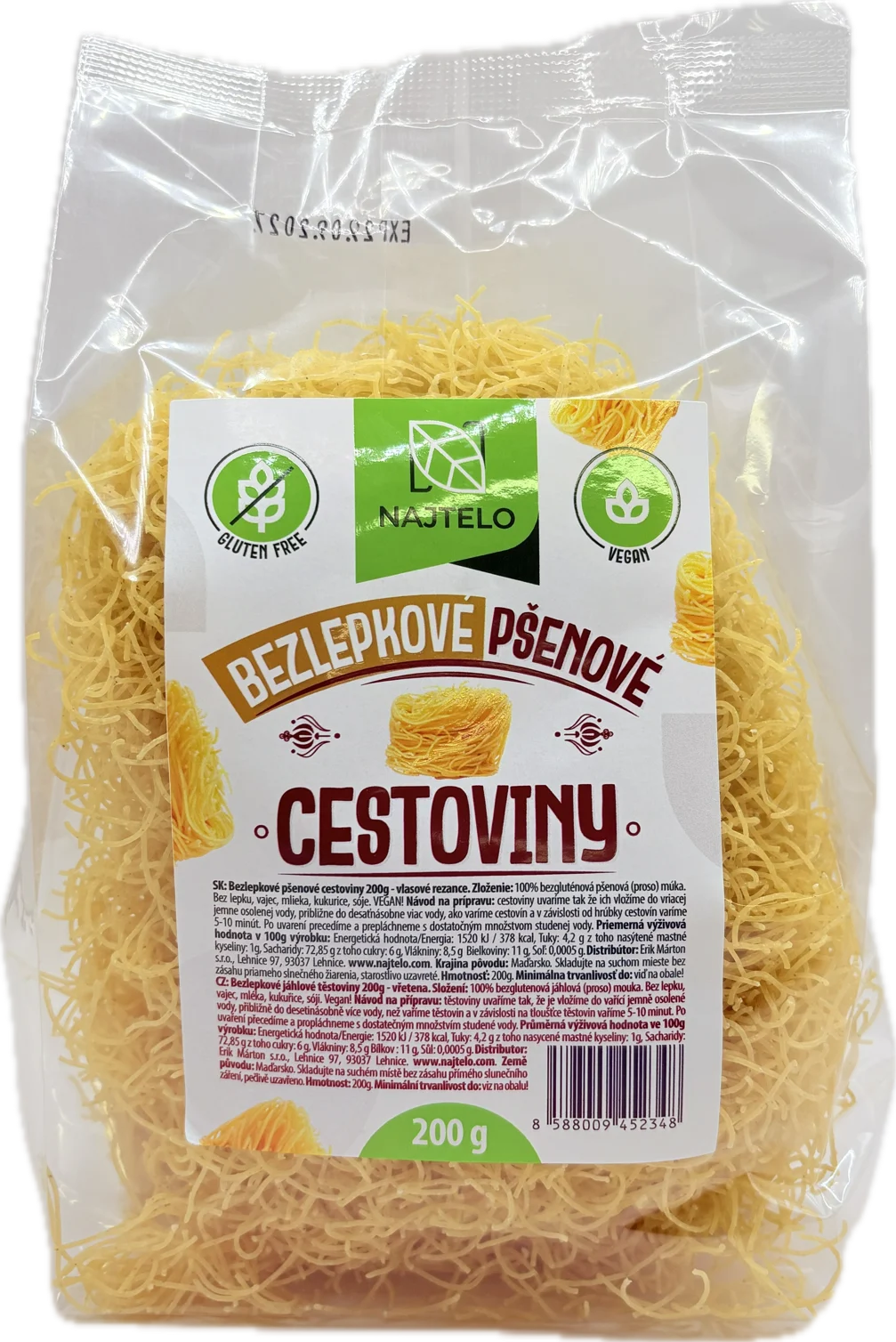 Najtelo bezlepkové pšeničné vlasové nudle 200g
