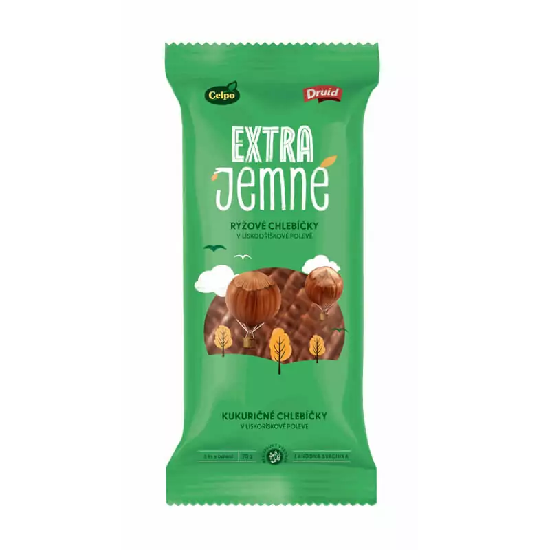 Celpo Extra jemné rýžové chlebíčky s lískooříškovou polevou 70g PROMO AKCE!!!