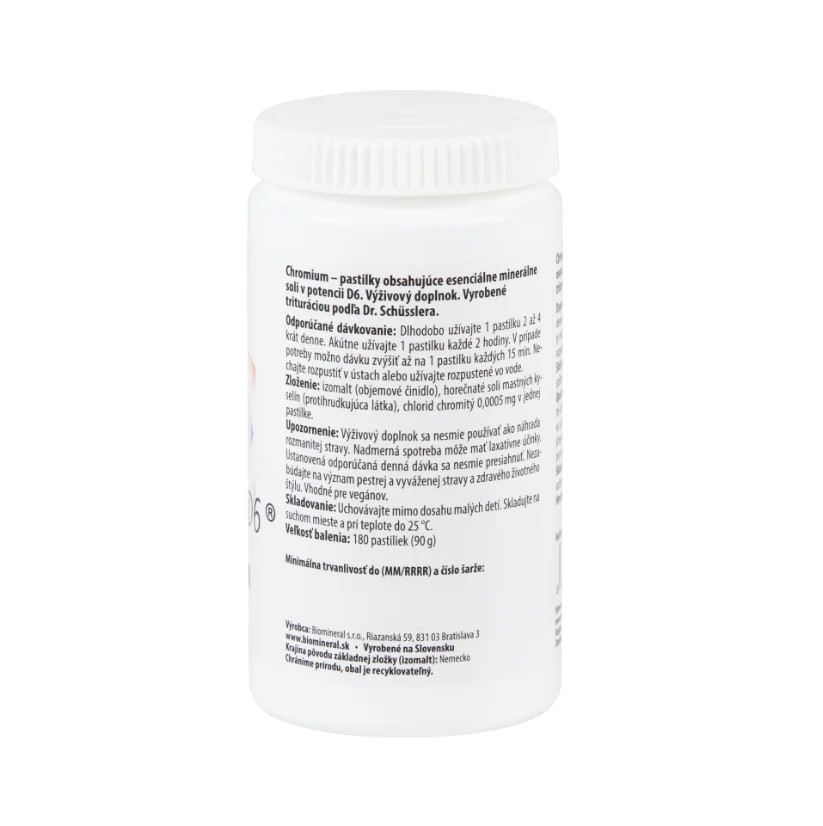 Biomineral D6 Chrom chromium 180 tablet - Obrázek 2