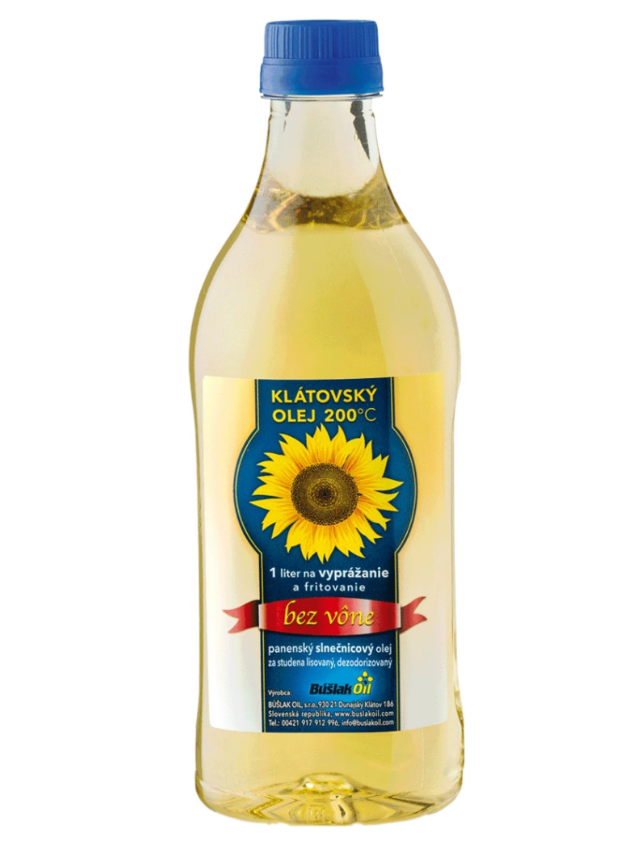 Klátovský panenský slunečnicový olej BEZ vůně dezodorizovaný 1000 ml