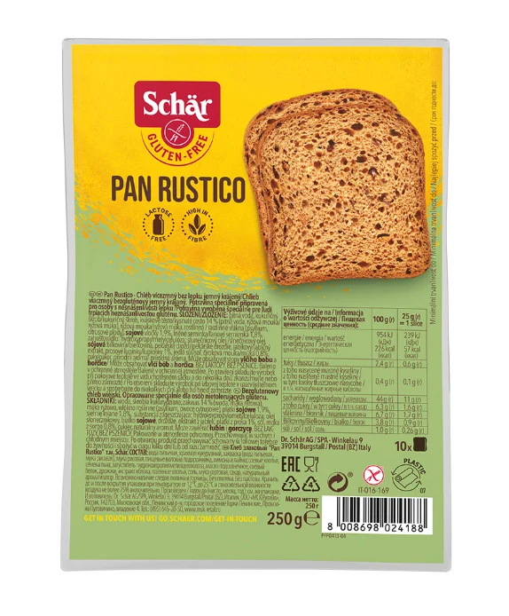Schär Pan Rustico bezlepkový krájený chleba vícezrnný 250 g
