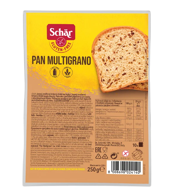 Schär Pan Multigrano jemný zrníčkový krájený chléb bezlepkový 250 g