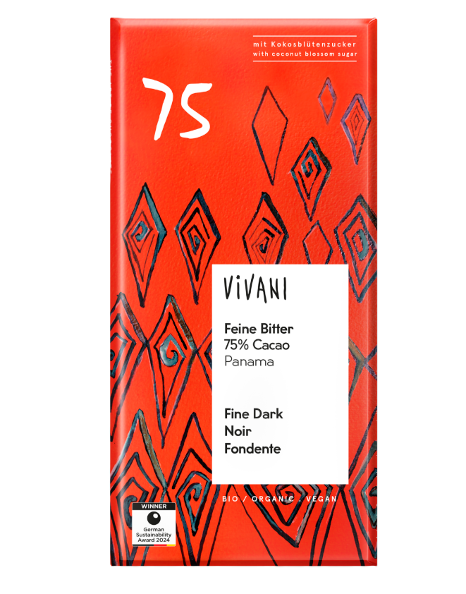 Vivani hořká čokoláda 75% Panama 80g BIO