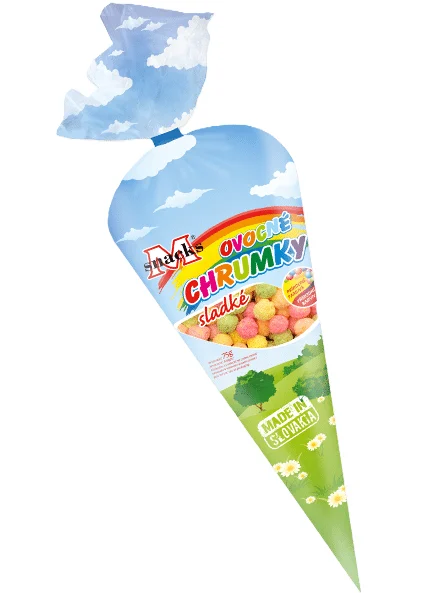 Křupky kukuřičné ovocné v kornoutu sladké 75g PEX