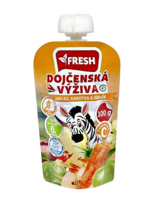 Fresh dětská výživa kapsička bez cukru Jablko mrkev banán 100g