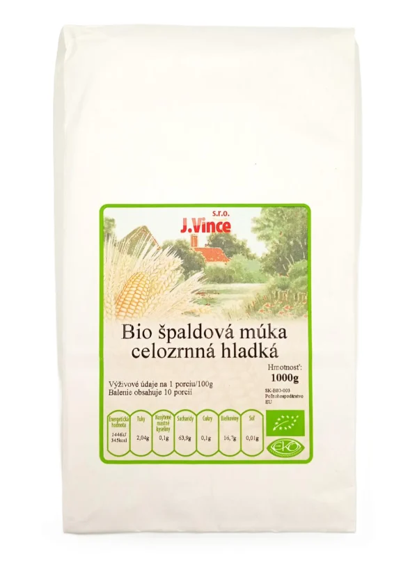 J. Vince Špaldová mouka celozrnná hladká BIO 1kg