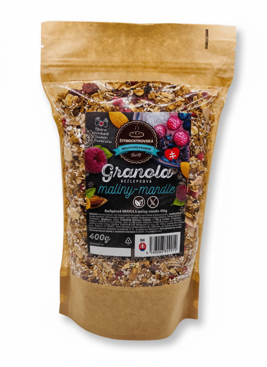 Žitnoostrovská bezlepková pekárna Granola maliny-mandle 400g