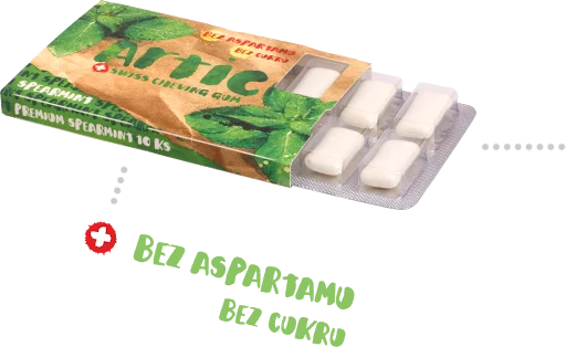 Žvýkačky bez cukru s příchutí spearmint - 10ks, ARTIC