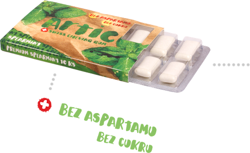 Žvýkačky bez cukru s příchutí spearmint - 10ks, ARTIC