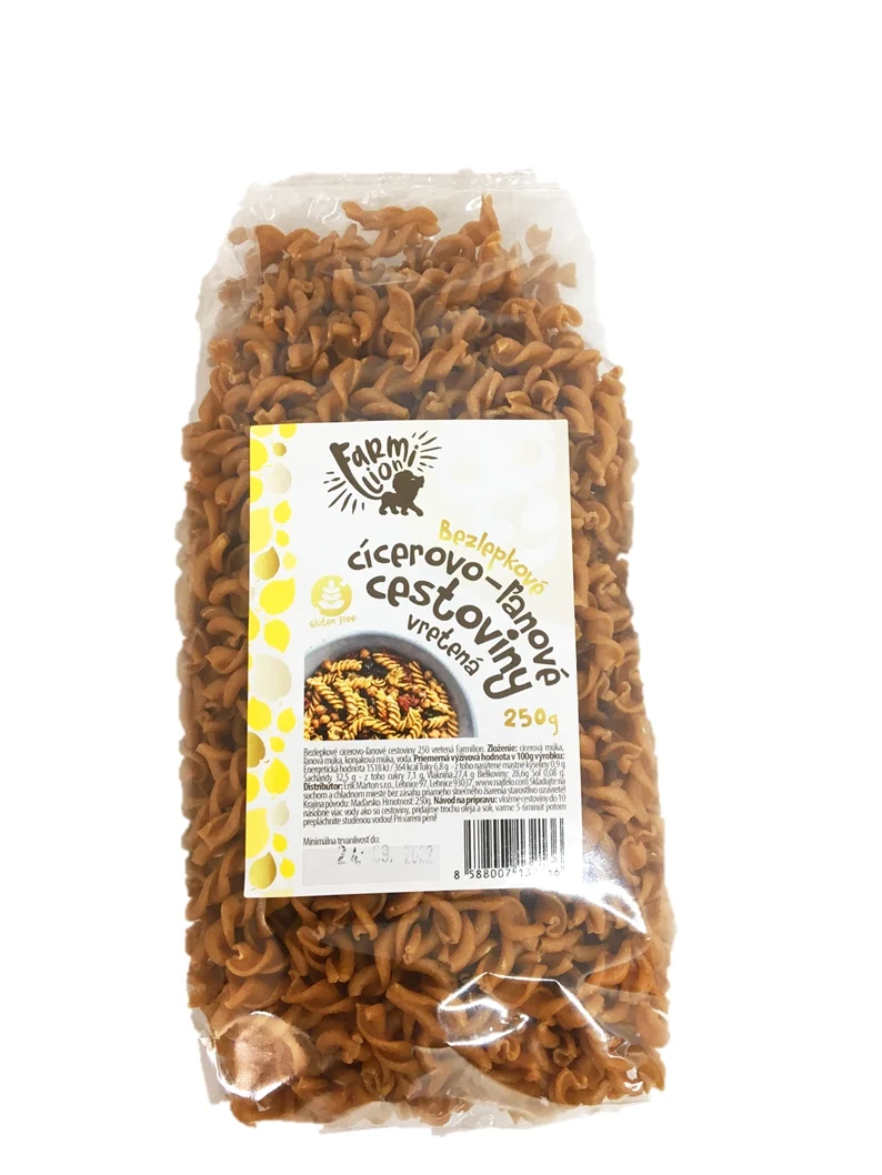 Farmilion bezlepkové cizrnovo-lněné těstoviny 250g vrtule