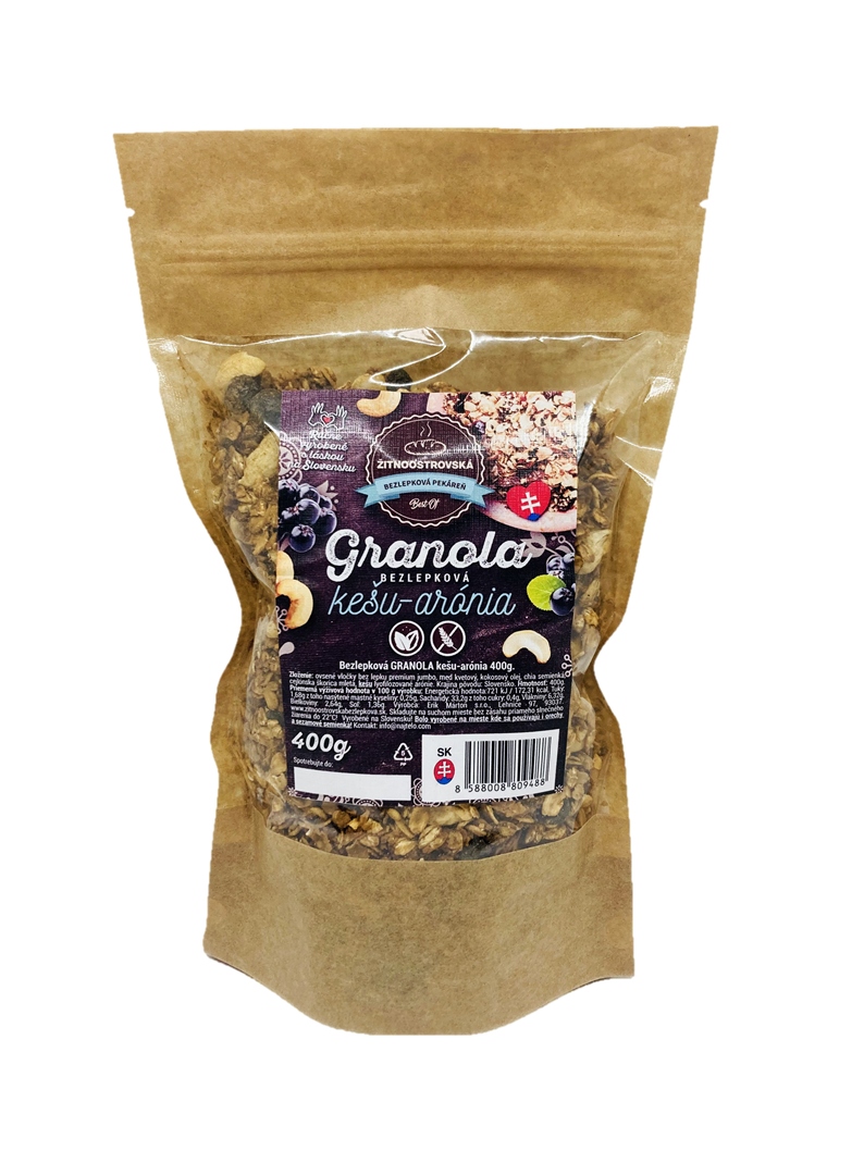 Rybnišťanská bezlepková pekárna Granola kešu-arónie 400g