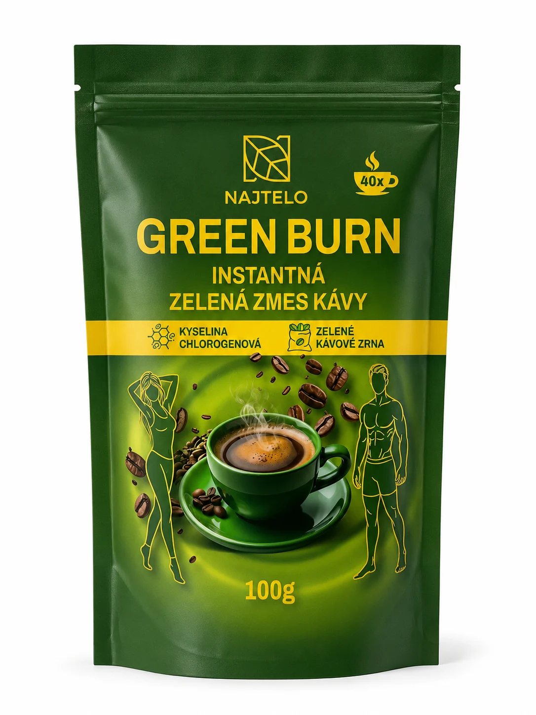 Najtelo Green Burn Instantní zelená směs kávy 100g