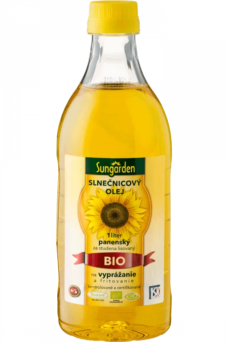 Bio slunečnicový olej Sungarden na smažení a fritování, panenský 1l (SVK)