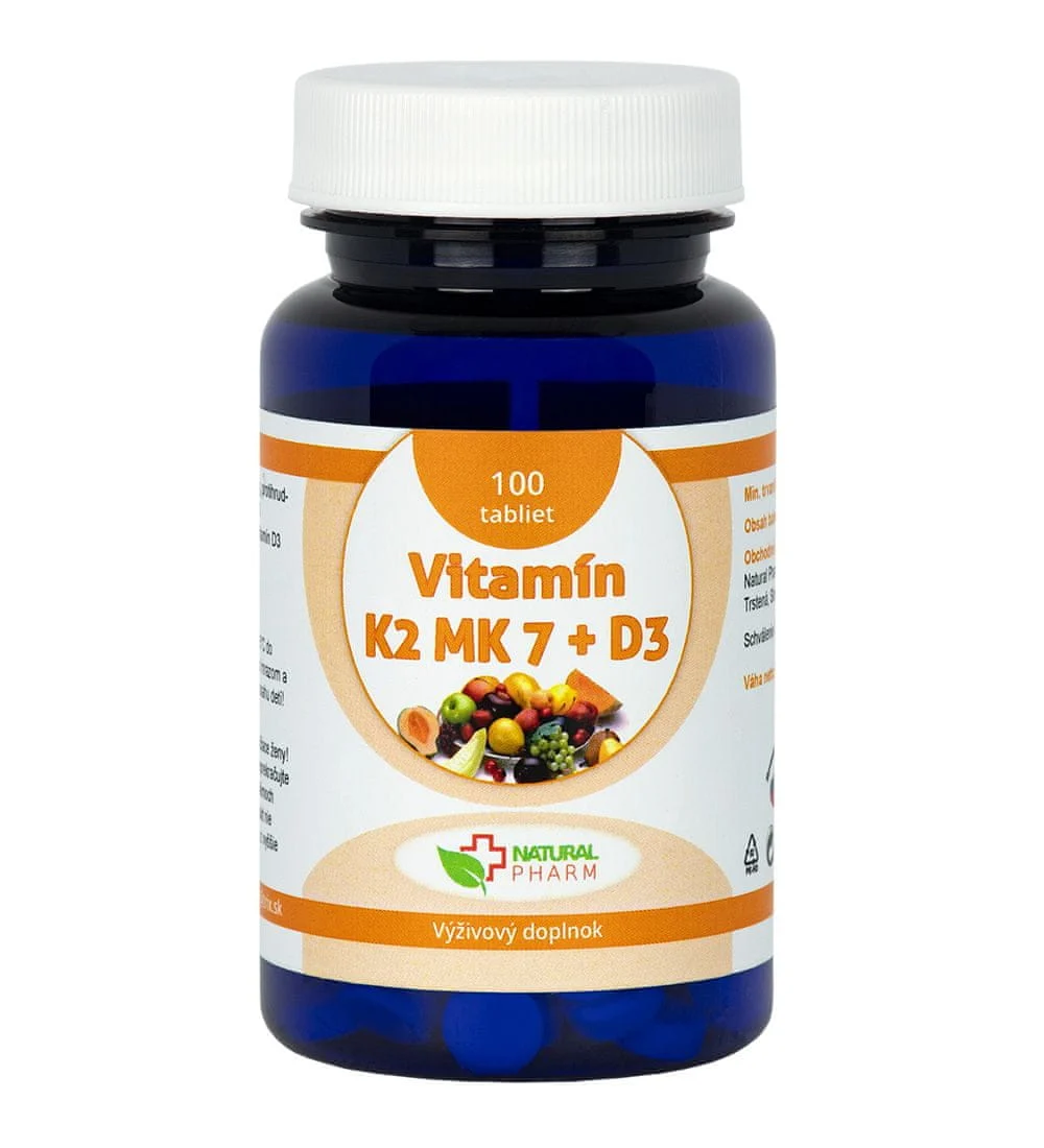 Natural Pharm Vitamin K2 MK7+D3 tablety 100ks