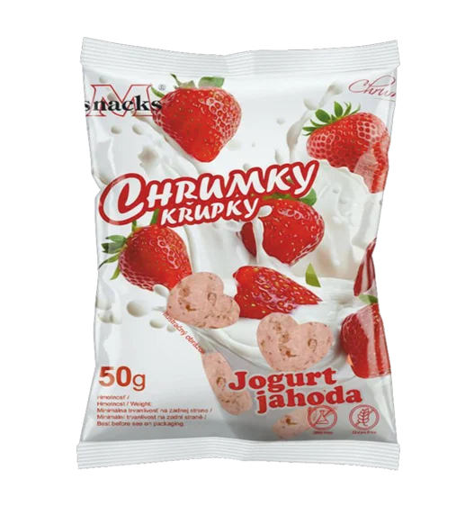 Msnacks Chrumky Srdíčka jogurt-jahoda 50g