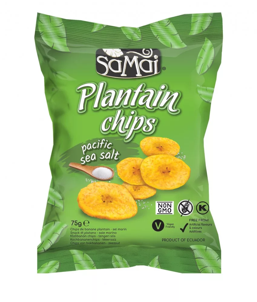 Samai Banánové chipsy Plantain s mořskou solí 75g