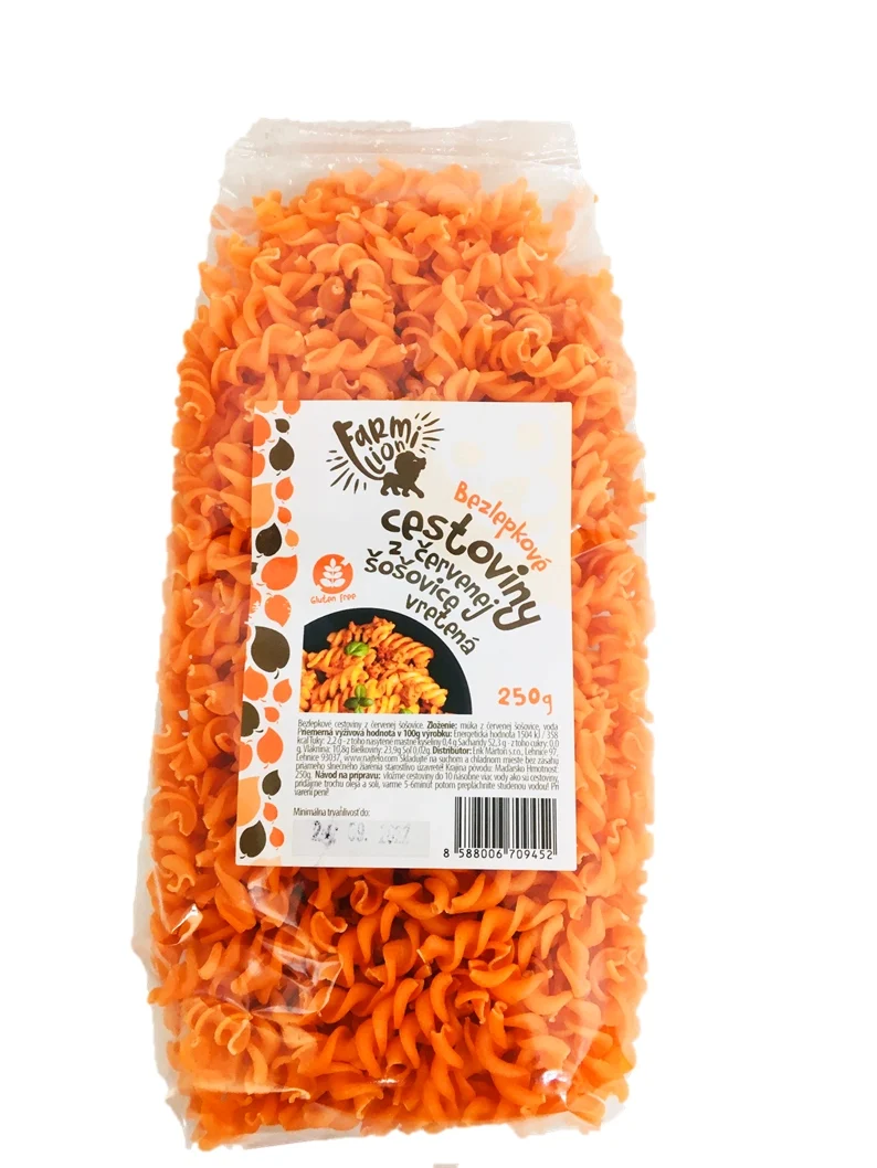 Farmilion bezlepkové těstoviny z červené čočky 250g vrtule