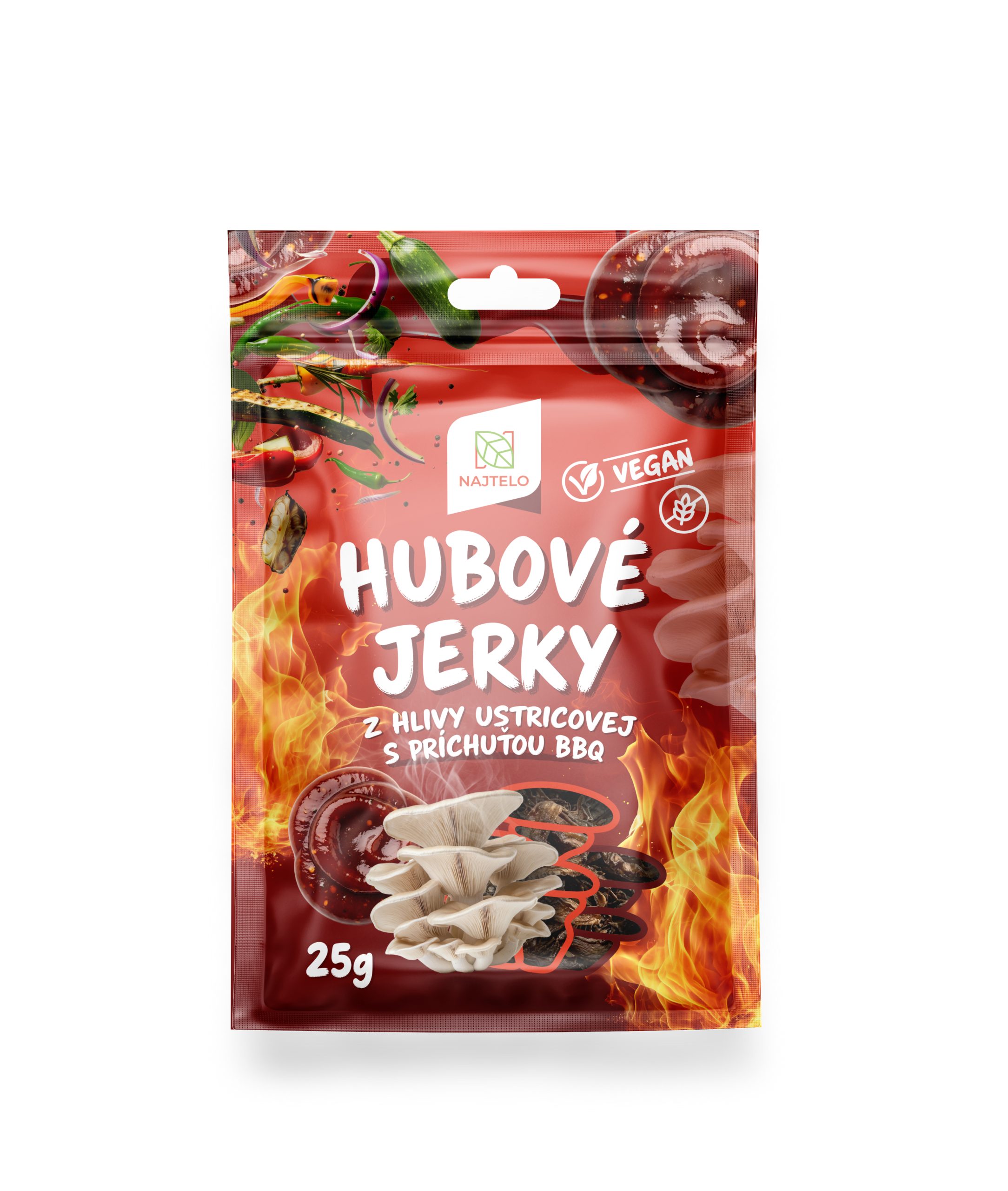 Najtelo Houbové jerky z hlívy ústřičné s příchutí BBQ 25g